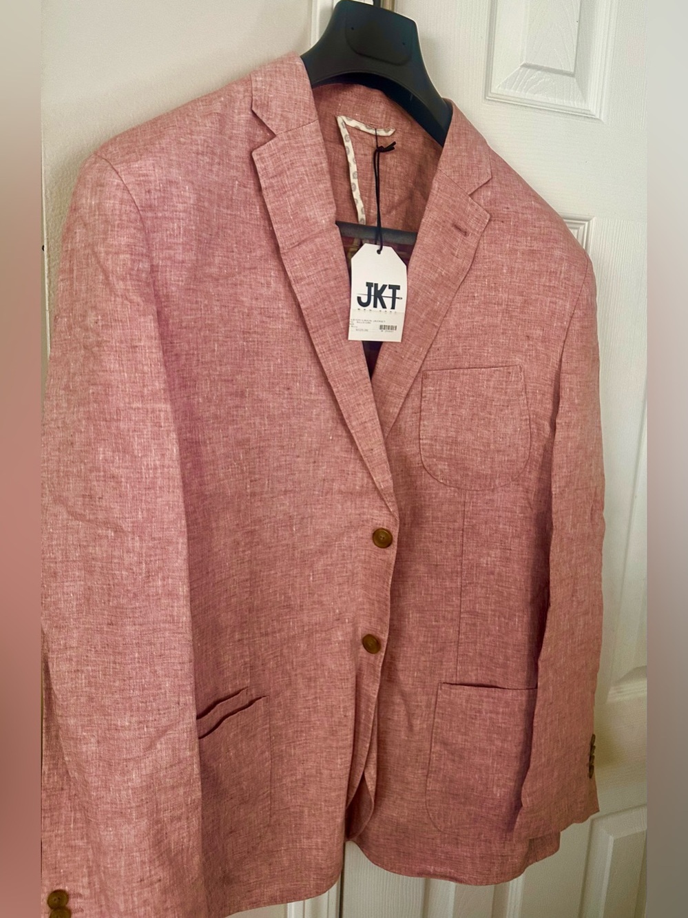 Men's Pink Textured Linen-Blend Blazer